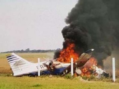 Aeronave cai e pega fogo em MT; 2 morrem e 3 ficam feridos
