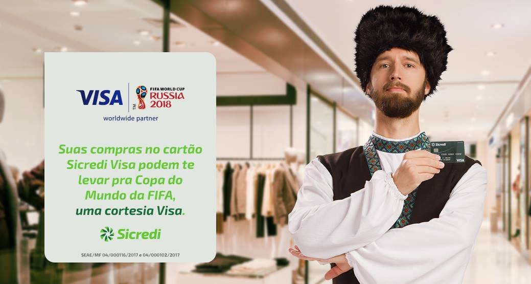 Portadores do cartão Sicredi Visa concorrem a viagens para a Copa do Mundo FIFA Rússia 2018