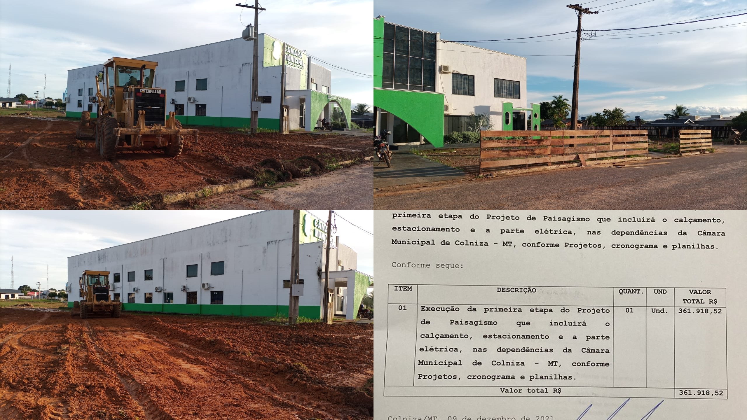 Assinada ordem de serviço para execução da primeira etapa do projeto de reformulação da parte externa na Câmara de Colniza