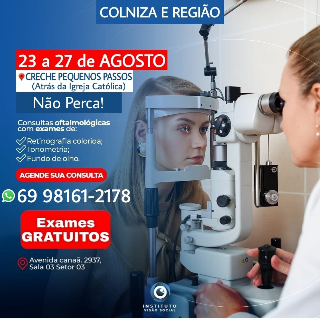  Visão Social: Instituto referência em oftalmologia realizará exames gratuitos em Colniza