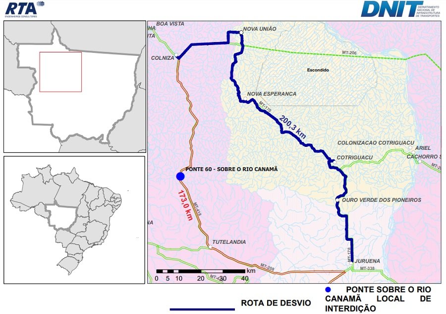DNIT informa Interdição do trecho da Rodovia BR-174 entre Aripuanã e Colniza