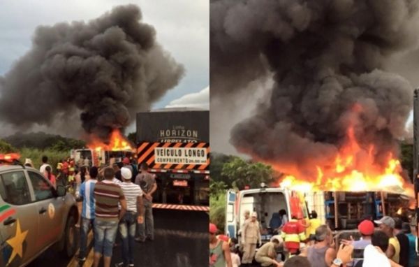Acidente entre ônibus e caminhão deixa 35 feridos e cinco mortos
