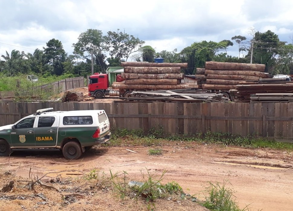 Operação ambiental fiscaliza madeireiras e apreende caminhão carregado com toras