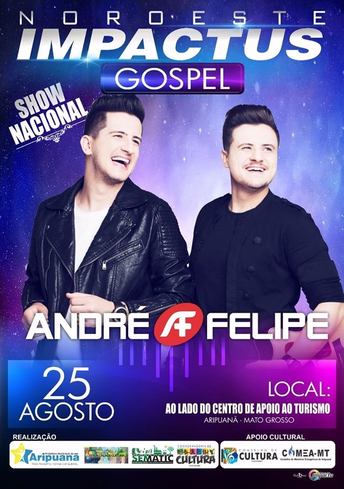 1ª Edição do Show Gospel com a dupla André & Felipe acontece nesta sexta-feira em Aripuanã